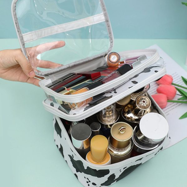 Cows Double Layer Travel Storage Cosmetic Cases