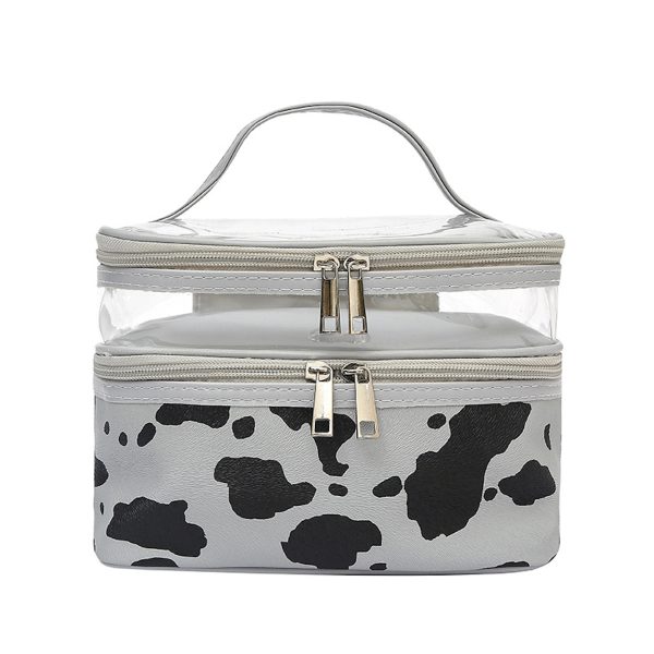 Cows Double Layer Travel Storage Cosmetic Cases