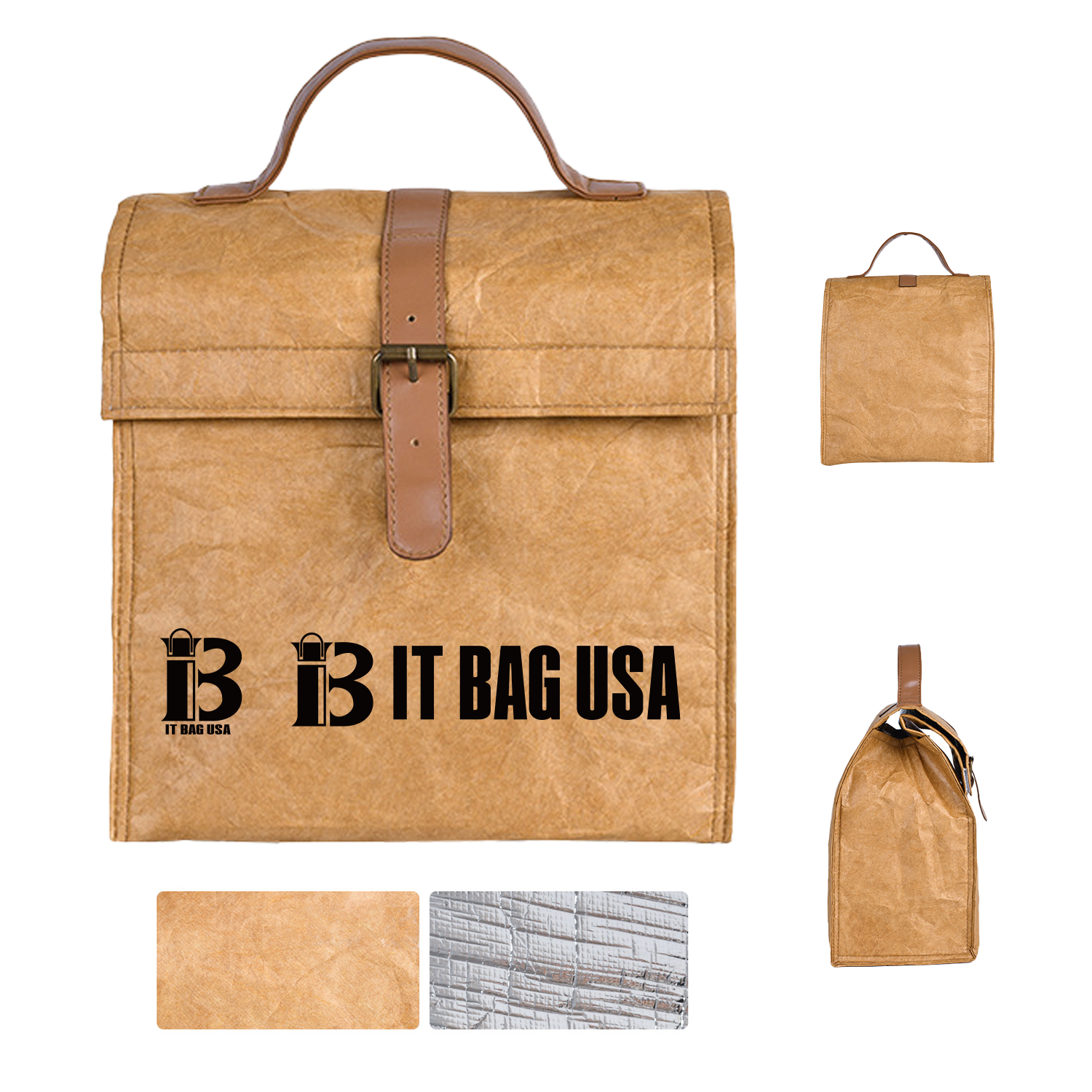 Insulated Lunch Bag Reusable Brown Paper