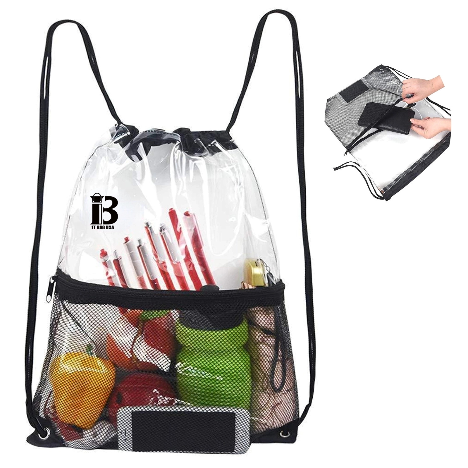 Transparent Drawstring Beach Bag