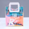 Clear Iridescent Bag Holographic Pvc With Leather Handle