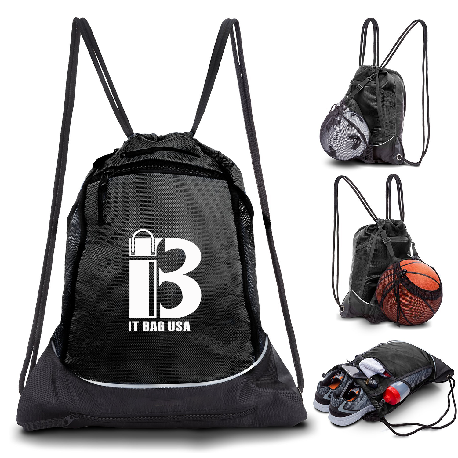 Drawstring Bag With Mesh Net