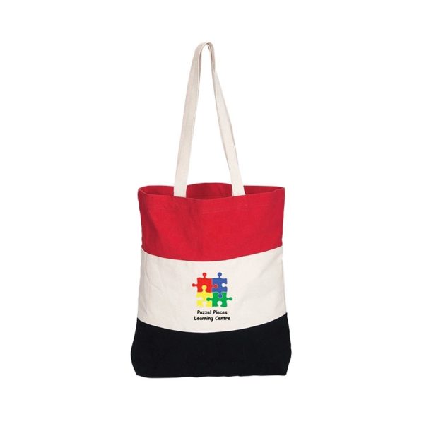 Tri-Color Canvas Shopping Tote Bags