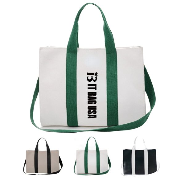 Stylish Canvas Tote Bag Top Zipper Closure
