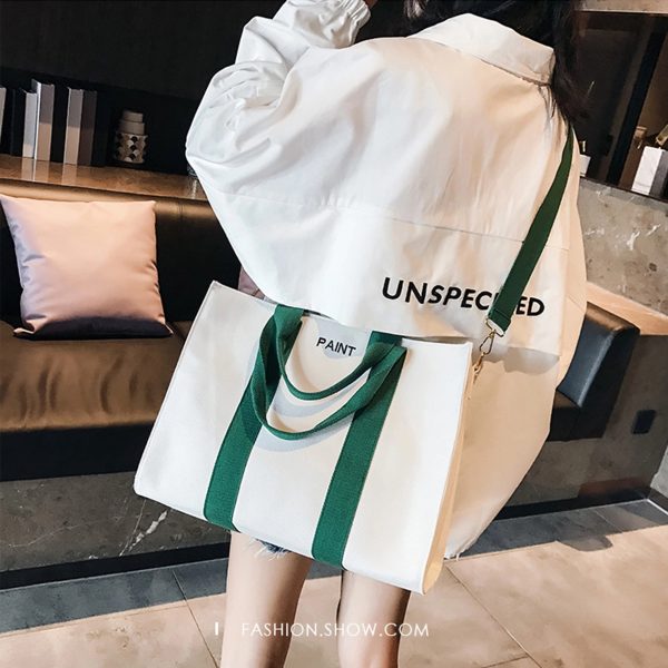 Stylish Canvas Tote Bag Top Zipper Closure