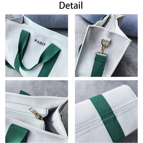 Stylish Canvas Tote Bag Top Zipper Closure