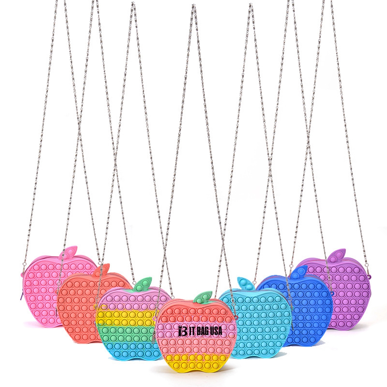 Apple Shape Silicone Fidget Popper  Pop Purse Bag