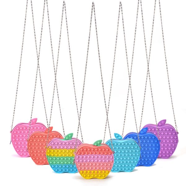 Apple Shape Silicone Fidget Popper  Pop Purse Bag