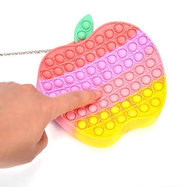 Apple Shape Silicone Fidget Popper  Pop Purse Bag