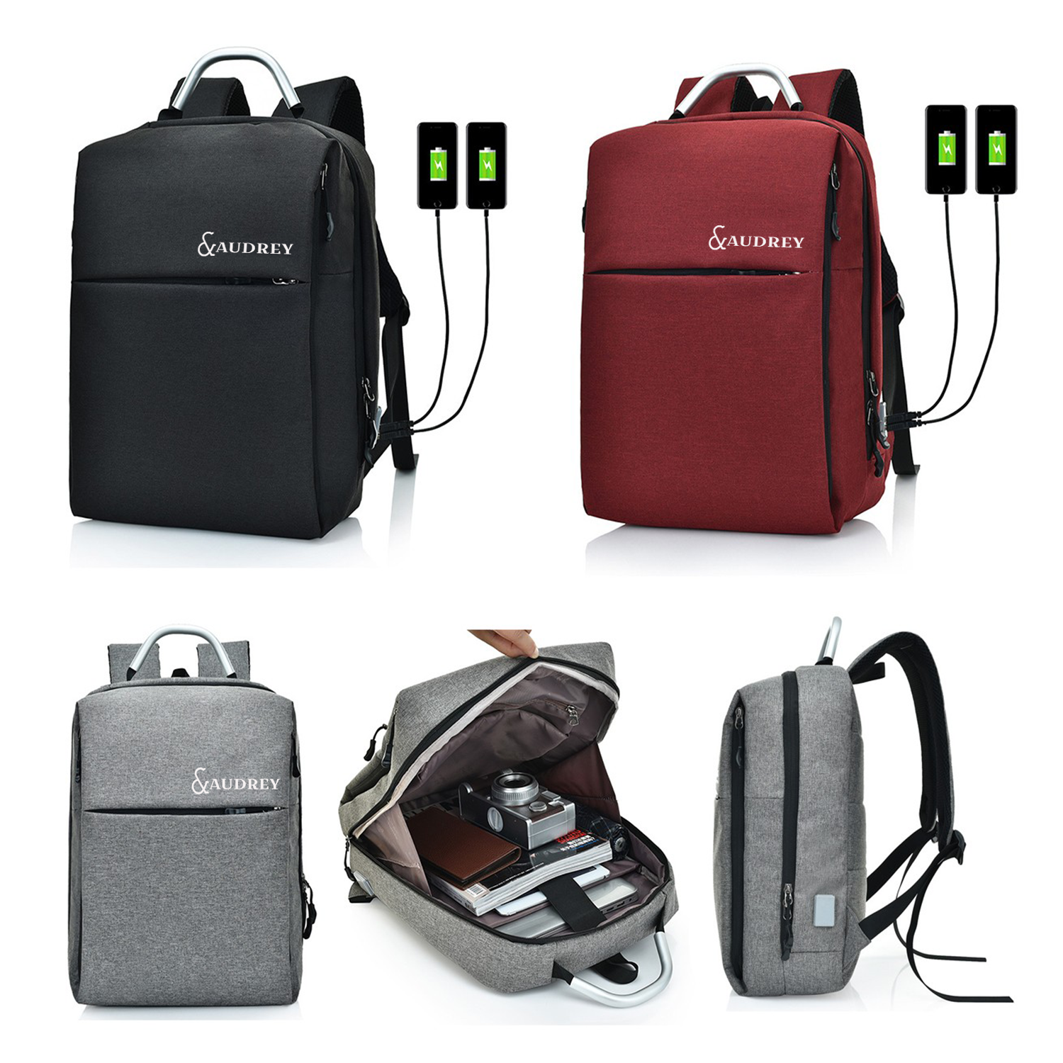 USB Connector Canvas Laptop Backpack