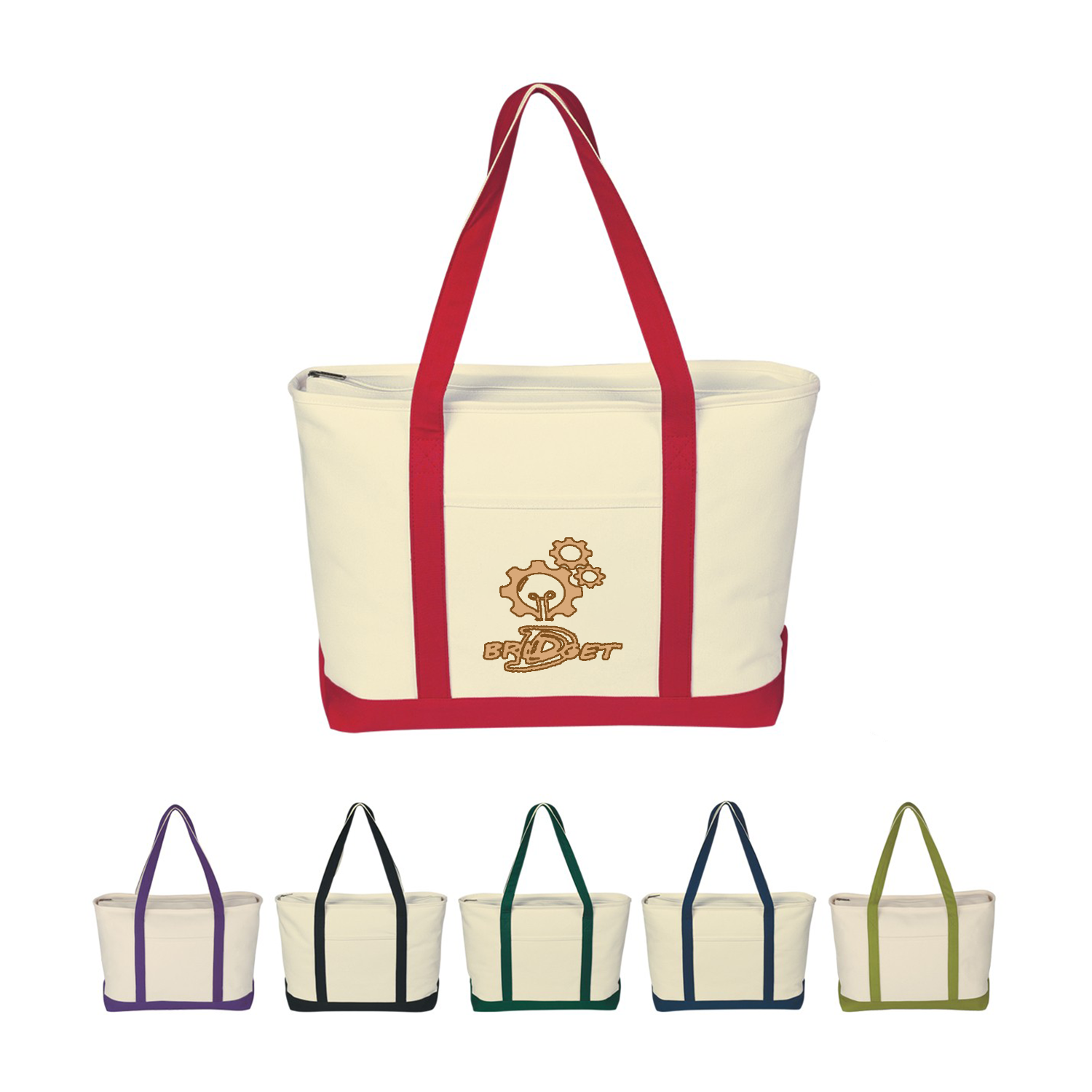Large Cotton Canvas Boat Tote Bag