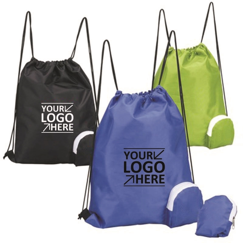 Folding Drawstring Backpack with Pouch