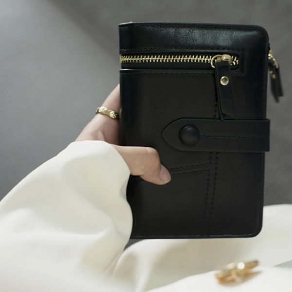 Women's PU Leather Short Zipper Purse