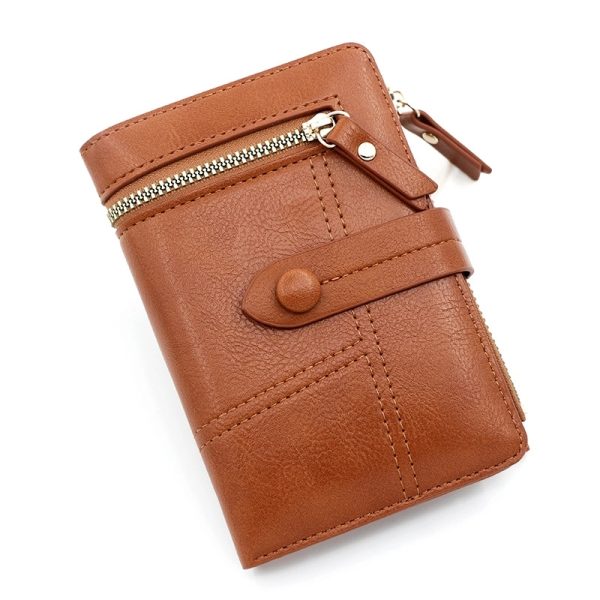 Women's PU Leather Short Zipper Purse
