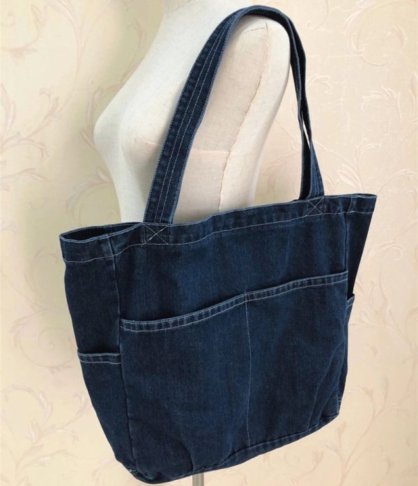Denim Men'S And Women'S Canvas Large Tote Bag