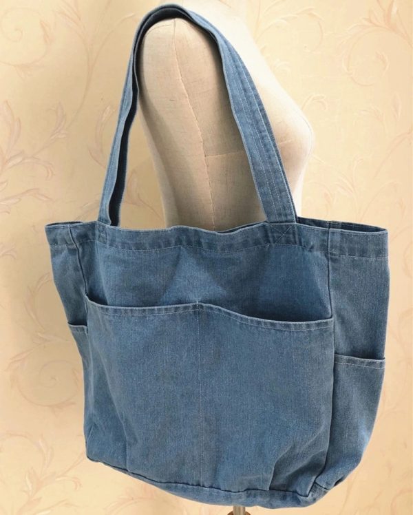 Denim Men'S And Women'S Canvas Large Tote Bag