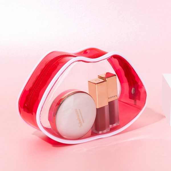 Transparent Waterproof Pvc Makeup New Red Lip Bag