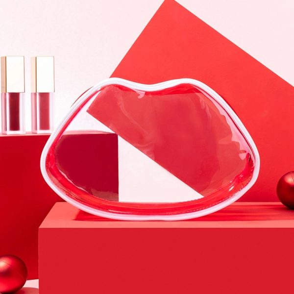 Transparent Waterproof Pvc Makeup New Red Lip Bag
