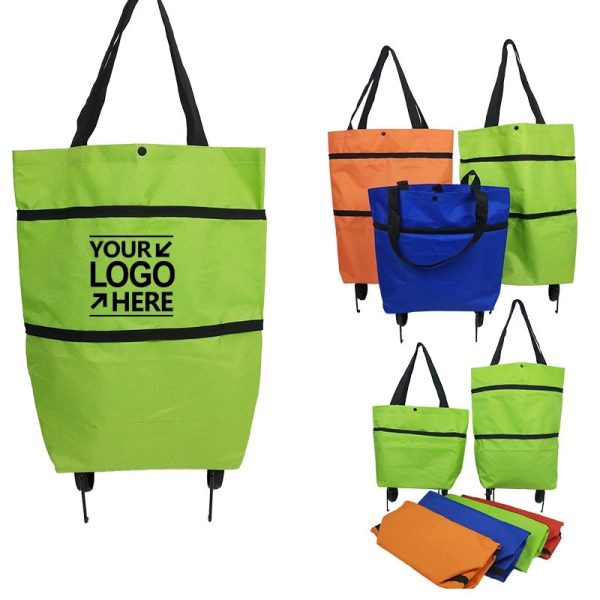 Folding Shopping Bag Collapsible Trolley with Wheels
