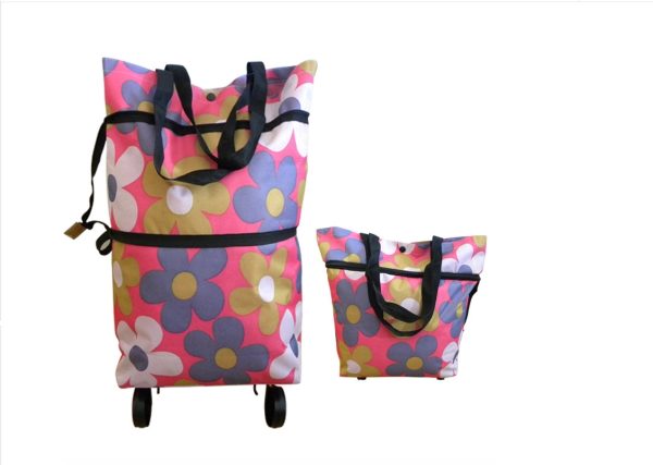 Folding Shopping Bag Collapsible Trolley with Wheels