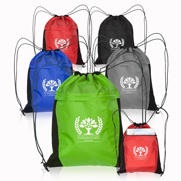 Drawstring Cinch Bag Backpack With Mesh Pocket