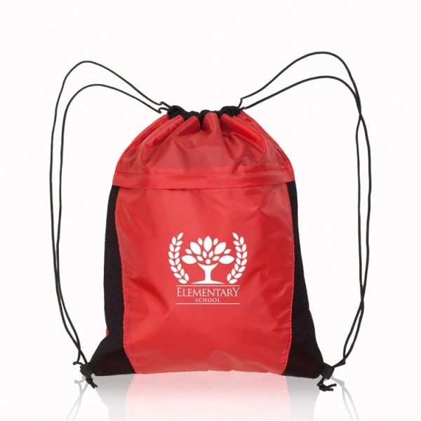 Drawstring Cinch Bag Backpack With Mesh Pocket