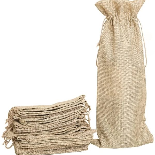 Canvas Wine Bottle Gift Bag (with drawstring)