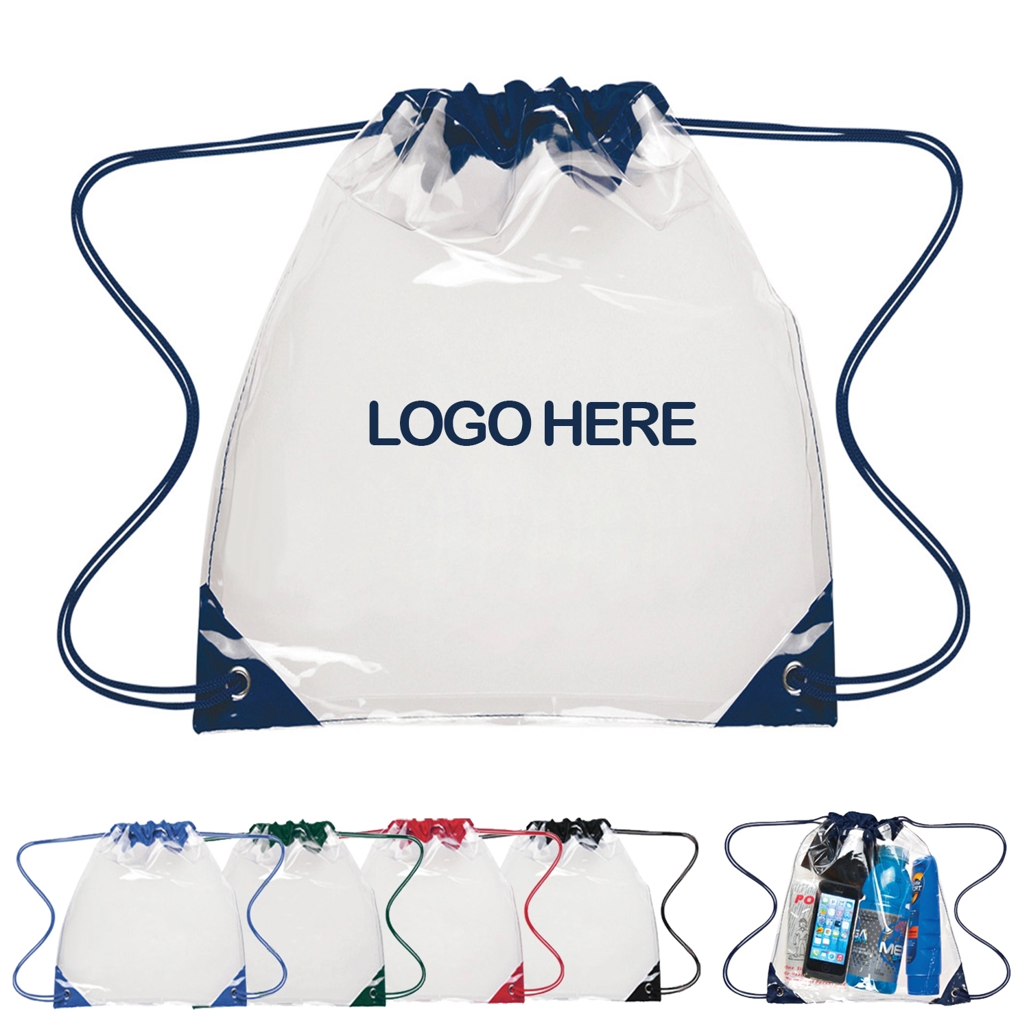 Clear Vinyl Drawstring Backpack Bag