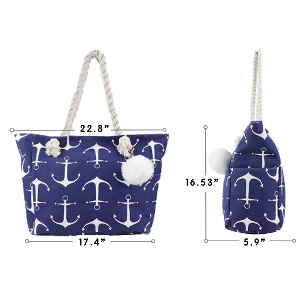 Large Canvas Striped Beach Bag