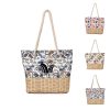 Woven Canvas Print Beach Bag