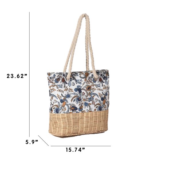 Woven Canvas Print Beach Bag