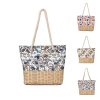 Woven Canvas Print Beach Bag