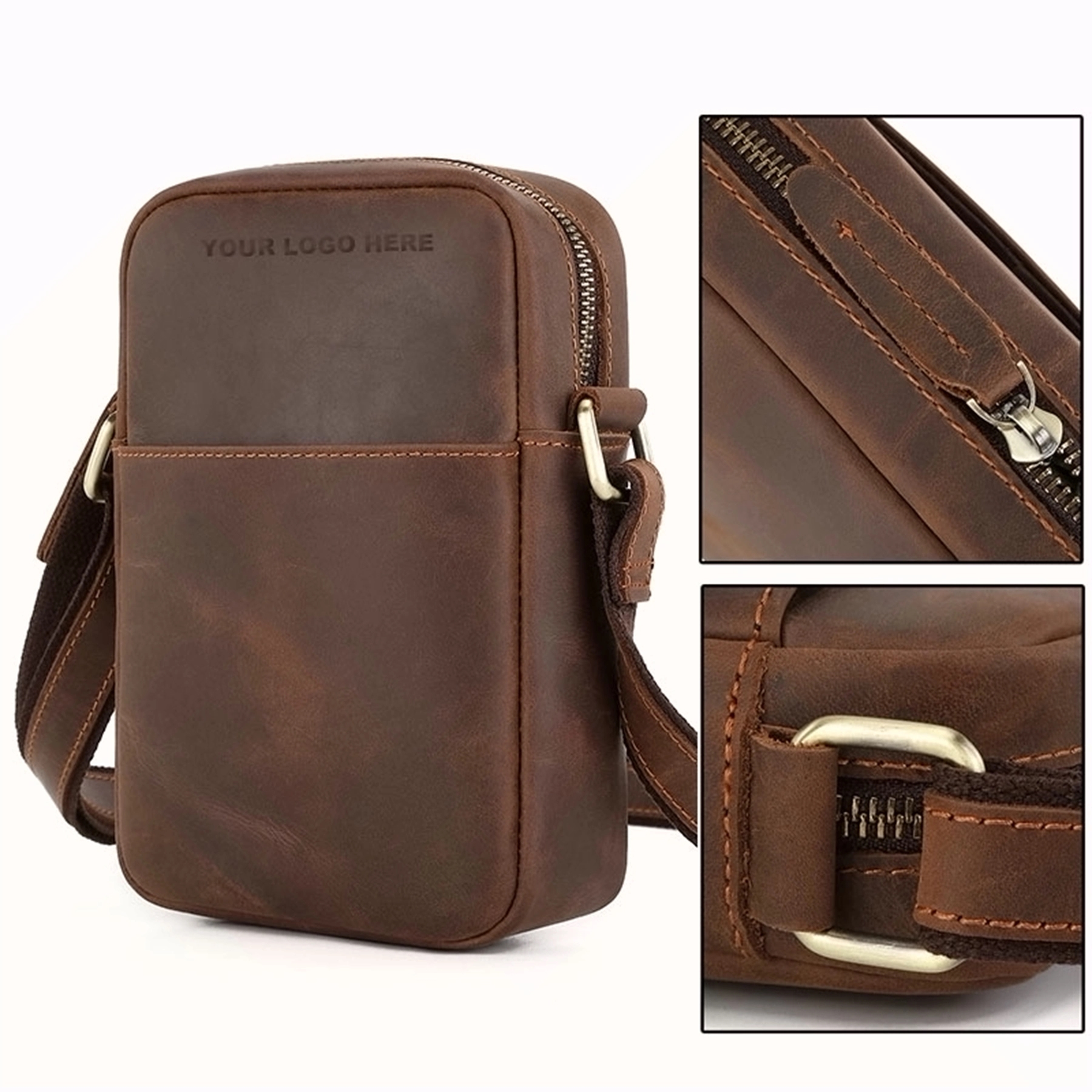 Men'S Genuine Leather Crossbody Bag