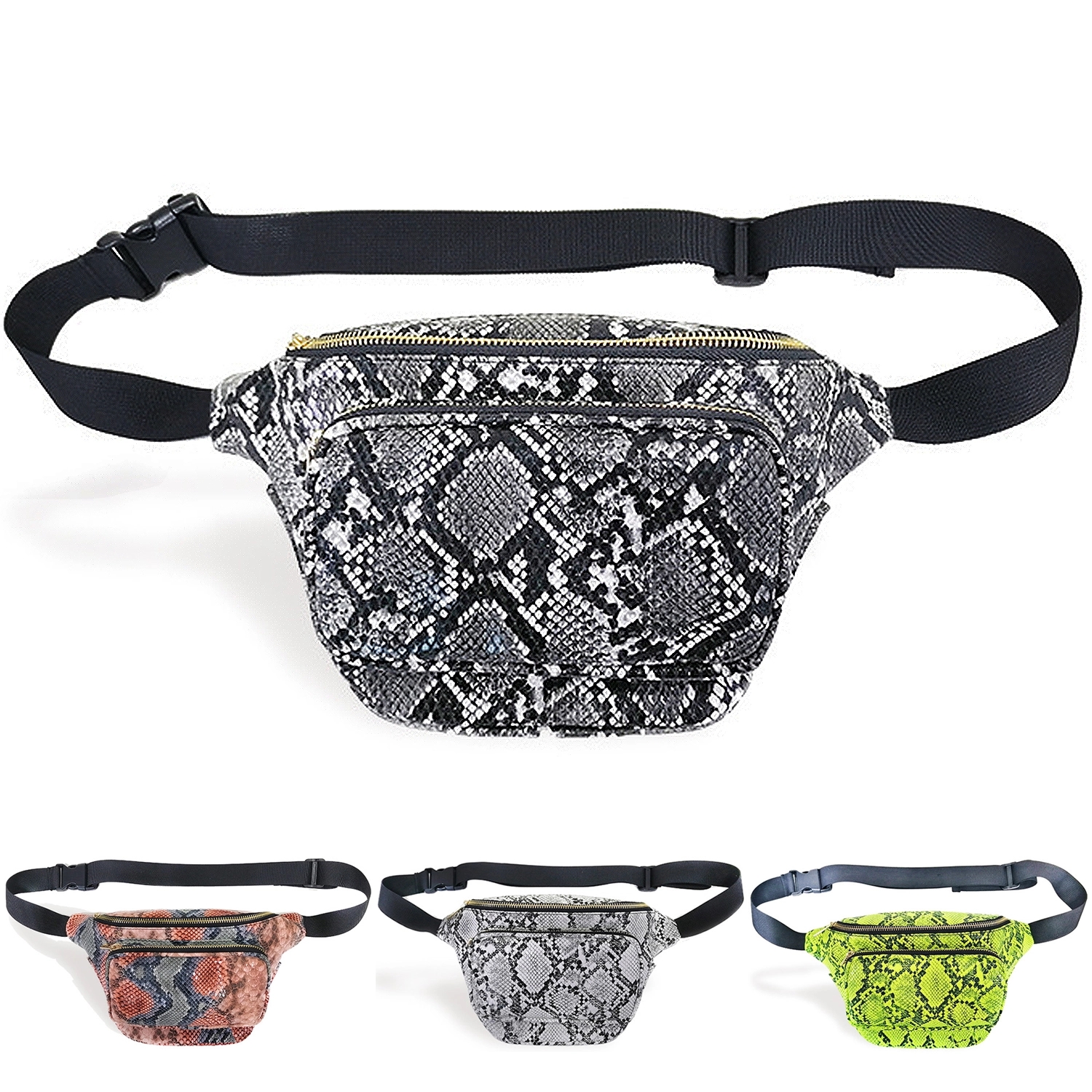 Snake Print Fanny Pack Large Capacity Messenger Bag