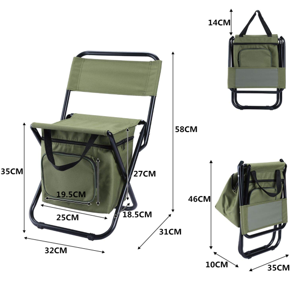 Folding camping chair with cooler bag