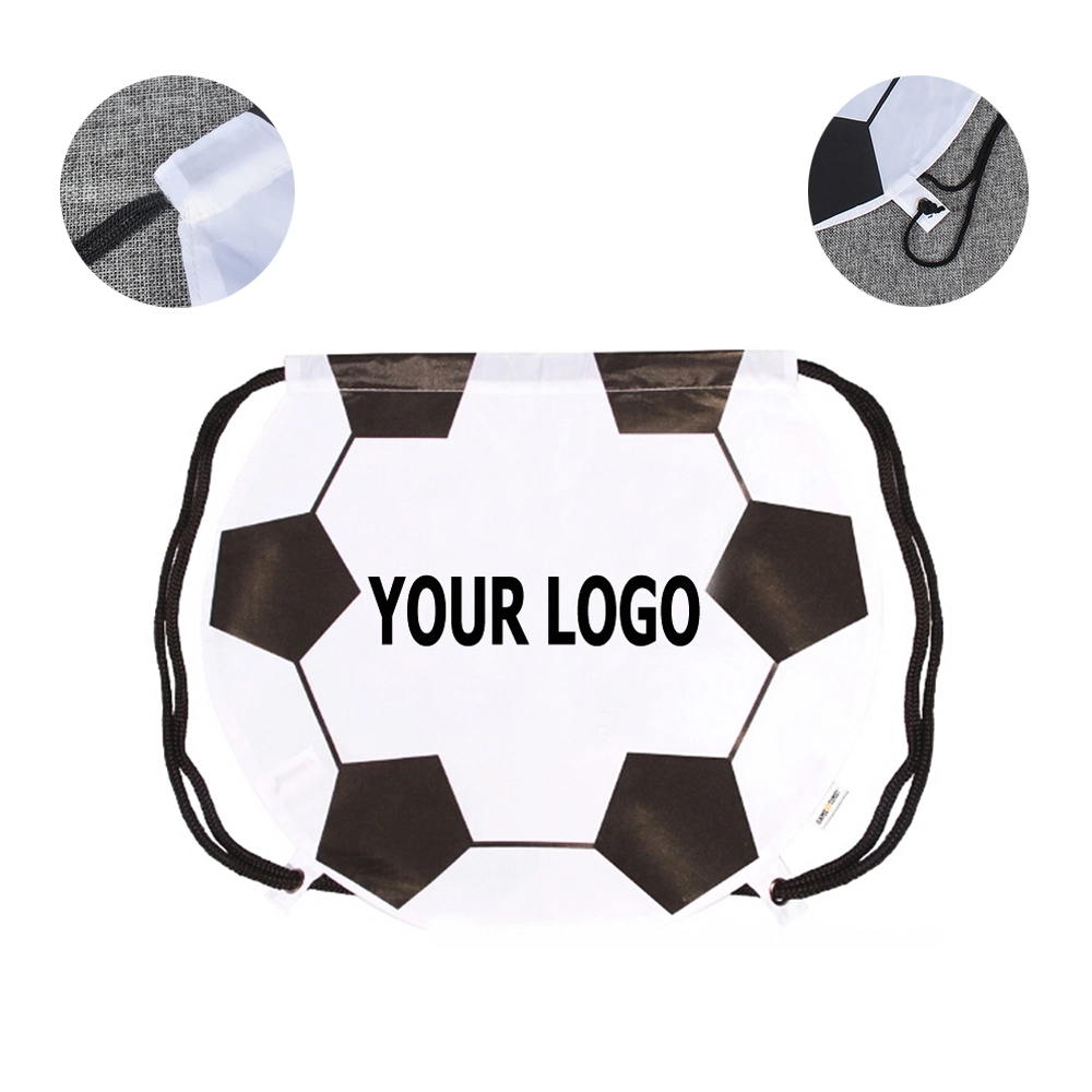 Football Design 210D Polyester Drawstring Bag