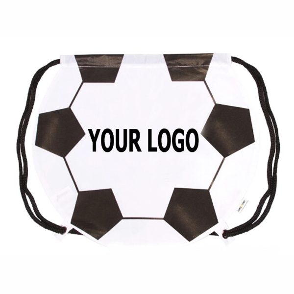 Football Design 210D Polyester Drawstring Bag