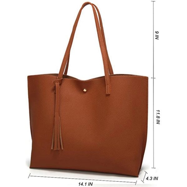 Soft Faux Leather Tote Shoulder Bag