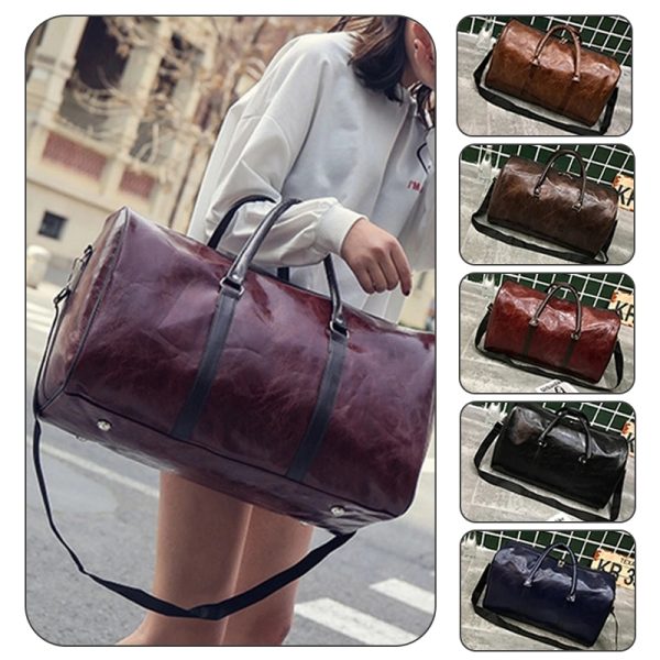 Pu Leather Sport Gym Duffle Travel Bag