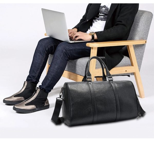 Genuine Leather Sport Gym Duffle Travel Bag