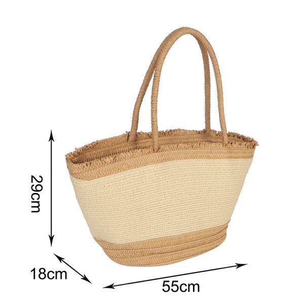 Natural Straw Bag Hand Woven Round Handle Handbags Retro