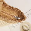 Natural Straw Bag Hand Woven Round Handle Handbags Retro