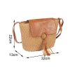 Natural Straw Bag Hand Woven Round Handle Handbags Retro