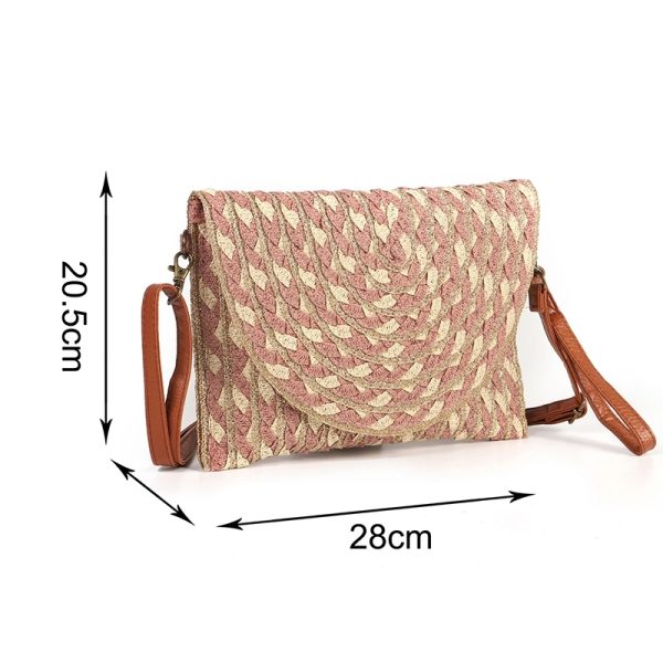 Natural Straw Bag Hand Woven Round Handle Handbags Retro