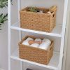 Large Wicker Storage Basket With Wooden Handles