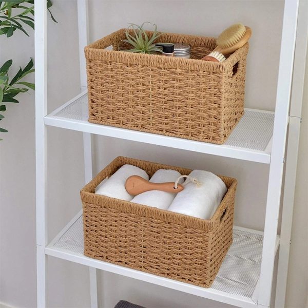 Large Wicker Storage Basket With Wooden Handles