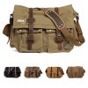 Vintage Military Leather Canvas Laptop Messenger Bags