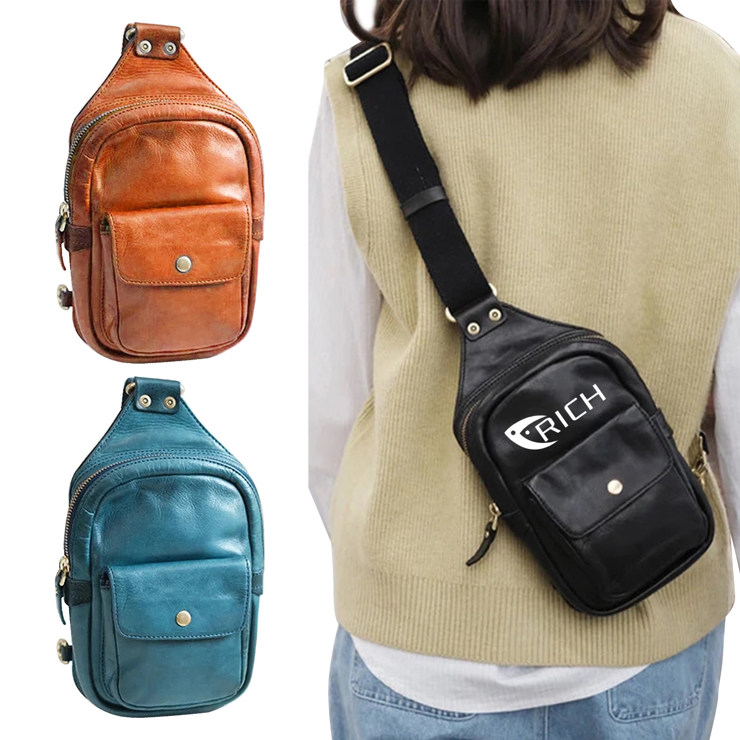 Genuine Leather Chest Bag