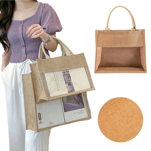Jute Tote Bag With Transparent Window