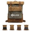 Cowhide Leather Waxed Canvas Bag